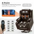 thumbnail image 5 of Power Lift Recliner Leather Chair Sofa with Massage & Heat, Lazy Boy Chair with Cup Holders, USB & Type-C Ports, Remote Control-Brown, 5 of 6