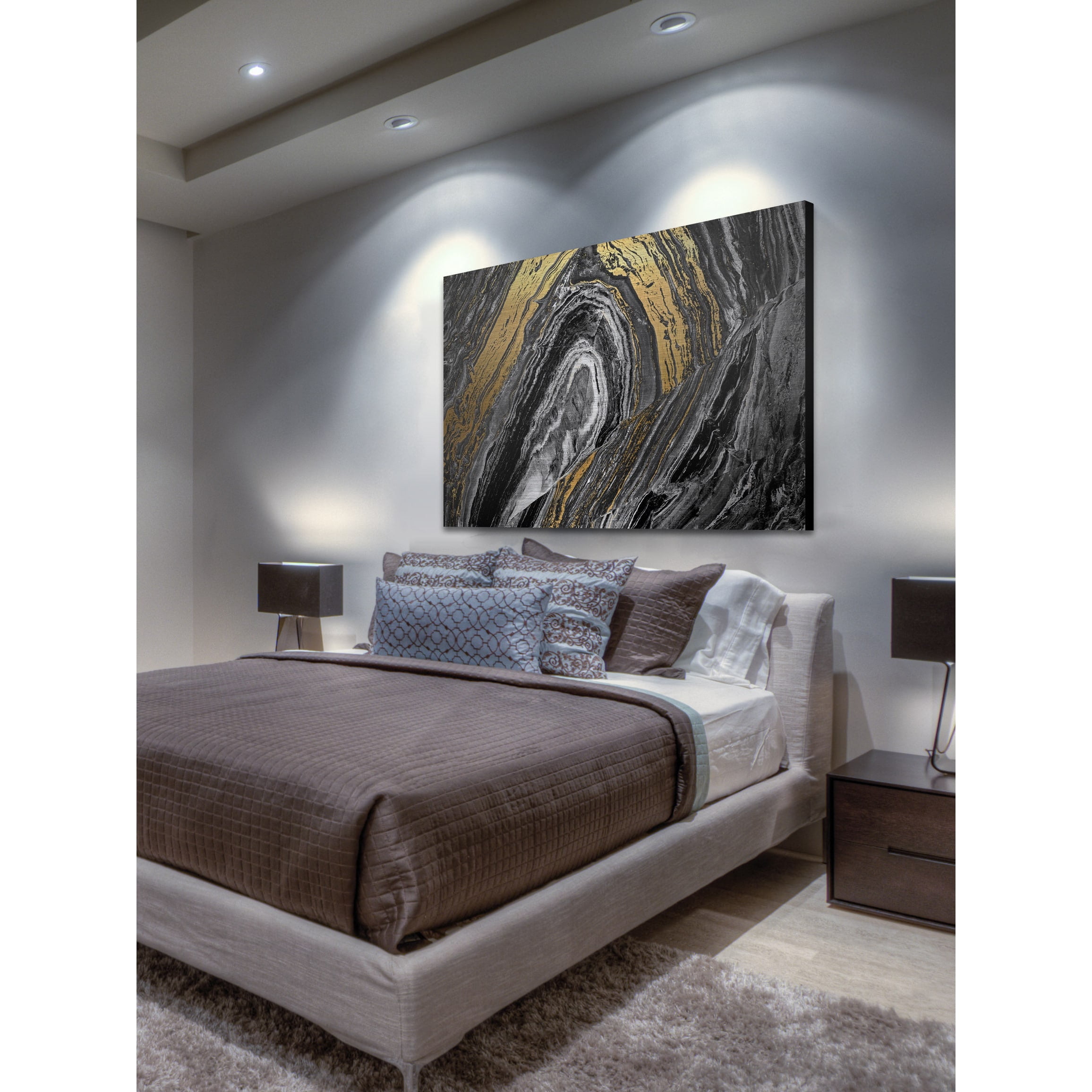Marmont Hill - "Gold Brushstrokes" Painting Print on Brushed Aluminum