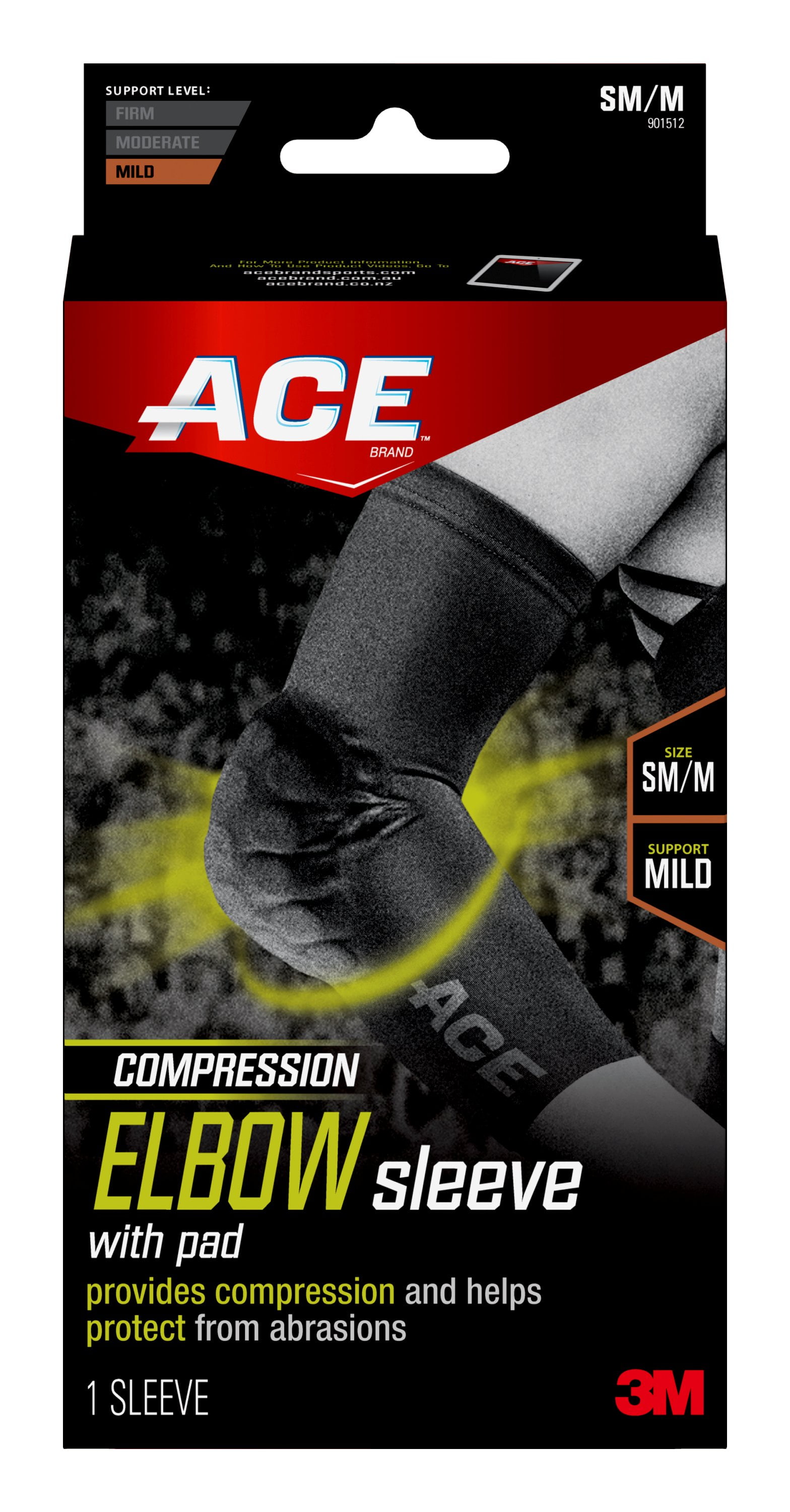 ACE Brand Compression Elbow Sleeve W/ Pad, S/M, Breathable Walmart