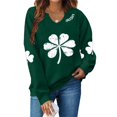 thumbnail image 2 of St Patricks Day Shirt Women Green Clover Print Sweatshirts Long Sleeve Crewneck Casual Shirts Irish Hoodies Top, 2 of 4