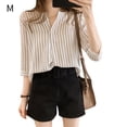 thumbnail image 1 of Camisa a rayas Blusa de verano para mujer Cuello redondo Top informal suelto, Blanco, M sidaley AP001549-01B, 1 of 7