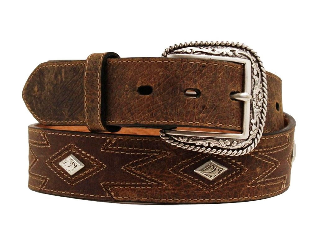 Ariat Western Belt Mens Diamond Leather Medium Brown A1016644