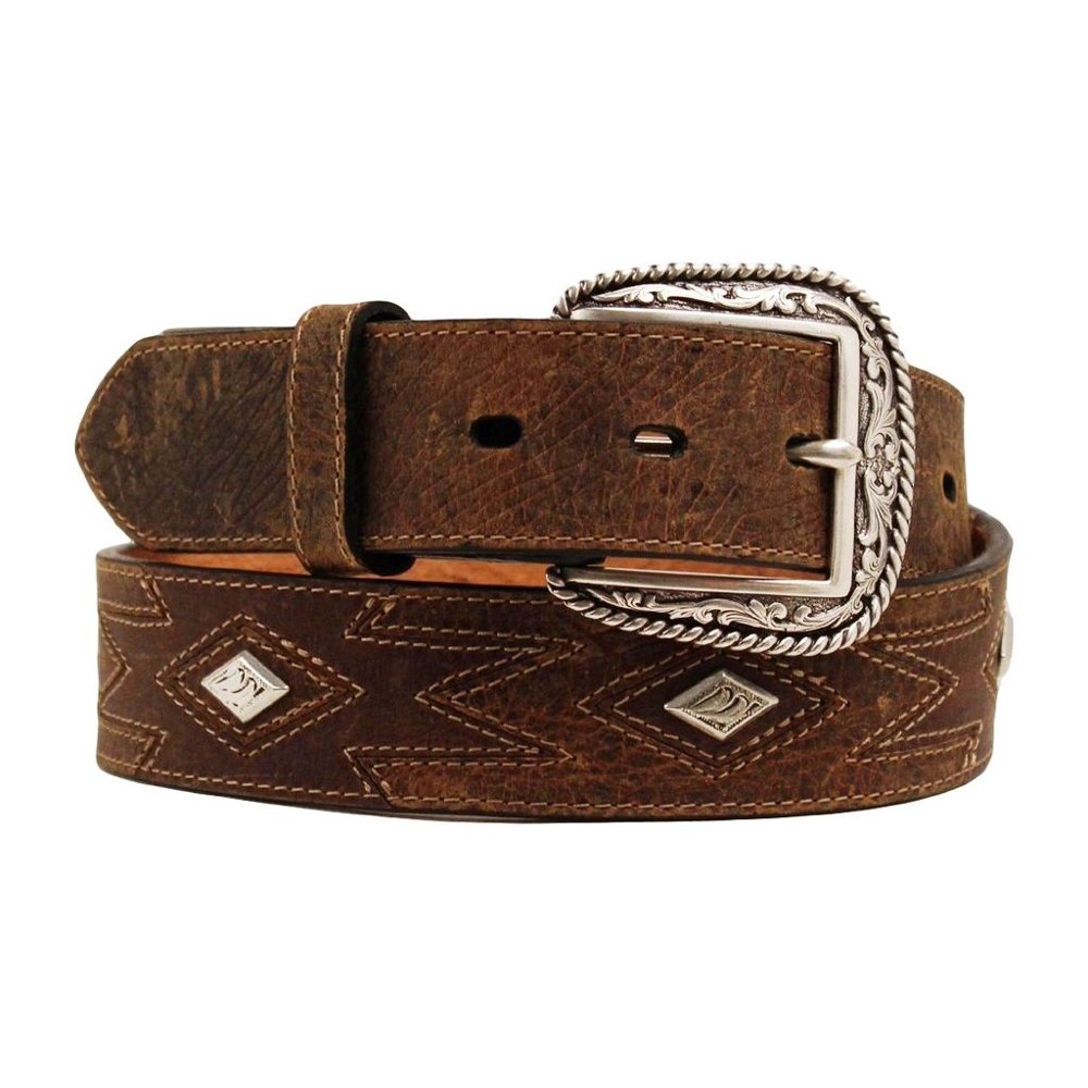 Ariat Ariat Western Belt Mens Diamond Leather Medium Brown A1016644