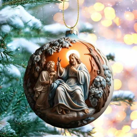 Ywuzuh Nativity Birth of Christ Scene Onament Christmas Hanging Decoration Trees Christian Gift Ideas