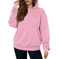 thumbnail image 4 of Tops for Women Ndbuld Women's Hooded Sweatshirt Pleated Long Sleeved Casual Top Hooded Sweatshirt Womens Hoodies Drawstring Hooded Sweatshirts for Woman,Pink,S, 4 of 9
