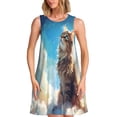 thumbnail image 1 of Fotbe Blue Sky Winged Cat Vestido de Verano sin Mangas para Mujer – Vestido Midi Línea A, Estilo Camiseta Floral, Vestido Playero Casual y Fluido, 1 of 7