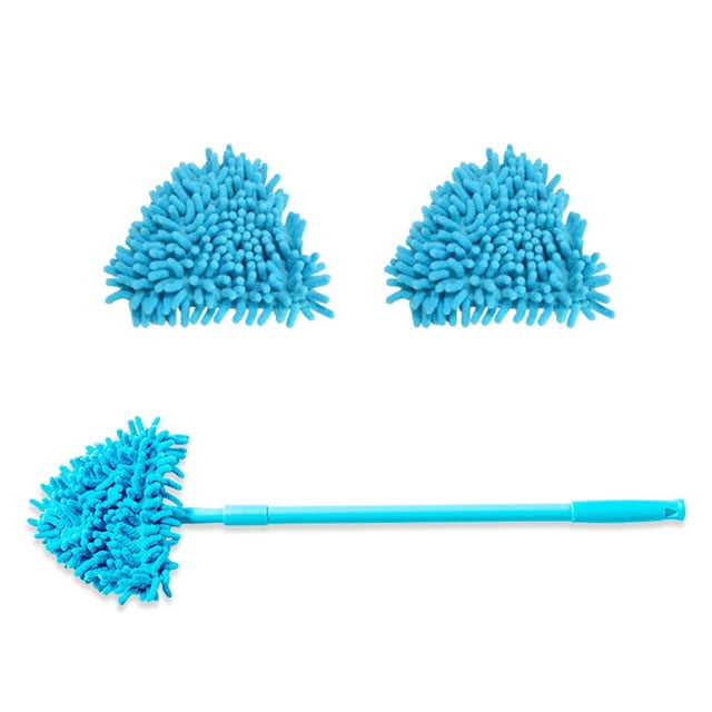 Billuyoard Fregona giratoria para suelo de hormigón en seco y húmedo, para dormitorio, baño, lavabo, removedor de polvo telescópico desmontable, Suministros de limpieza para el hogar Azul Billuyoard HA004733-01