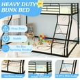 thumbnail image 4 of Twin XL Over Queen Bunk Beds, Heavy Duty Bunk Beds for Teens, Floor Bunk Bed Frame with Safety Guardrail & Ladder, No Box Spring Needed, Black, 4 of 10