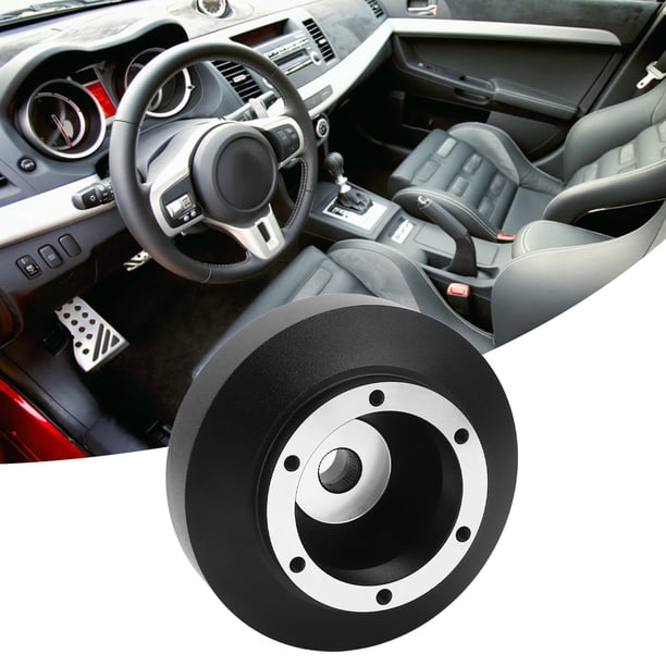 Adaptador De Cubo De Volante De 6 Orificios, Elegante Adaptador De Cubo Corto De Volante Ergonómico Negro Inoxidable Con Destornillador Hexagonal Para Evo X Lancer