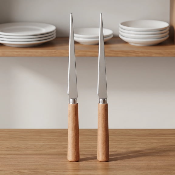 2PCS Stainless Steel Fettling Knives with Wooden Handles - Precision Carving and Sculpting Art Tools for Woodworking