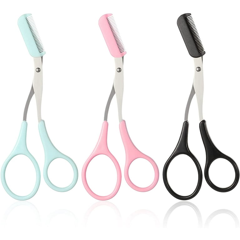 Heldig Eyebrow Shaping Cut Scissors Eyebrow Trimmer Scissors with Comb  Eyebrow Comb Non Slip Finger Grips Hair Removal Beauty Accessories for Men  and Women (Black, Pink, Blue,3 Pieces)B