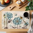 thumbnail image 2 of Blue Tulip Placemats Set of 4, Vintage Flowers Leaves Butterfly Botanical Placemats for Dining Table, Place Mats for Kitchen Tabletop, Waterproof Wipeable Dining Table Mats Set, 2 of 9