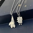 thumbnail image 2 of Jinsinto Spongebob Squarepants Pie Big Star Couple Titanium Steel Necklace Does Not Fade 2pcs silver, 2 of 5