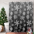 thumbnail image 4 of Shower Curtain Bathroom Set Winter Snowflakes on Black Waterproof Fabric Shower Curtains with Grommets&Hooks Christmas Art Privacy Bath Curtain for Bathtub 60x72in, 4 of 9