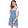 thumbnail image 4 of INSPIRE CHIC Women's Adjustable Shoulder Straps Cute Mini Overall Dress M Light Blue-Dots, 4 of 7