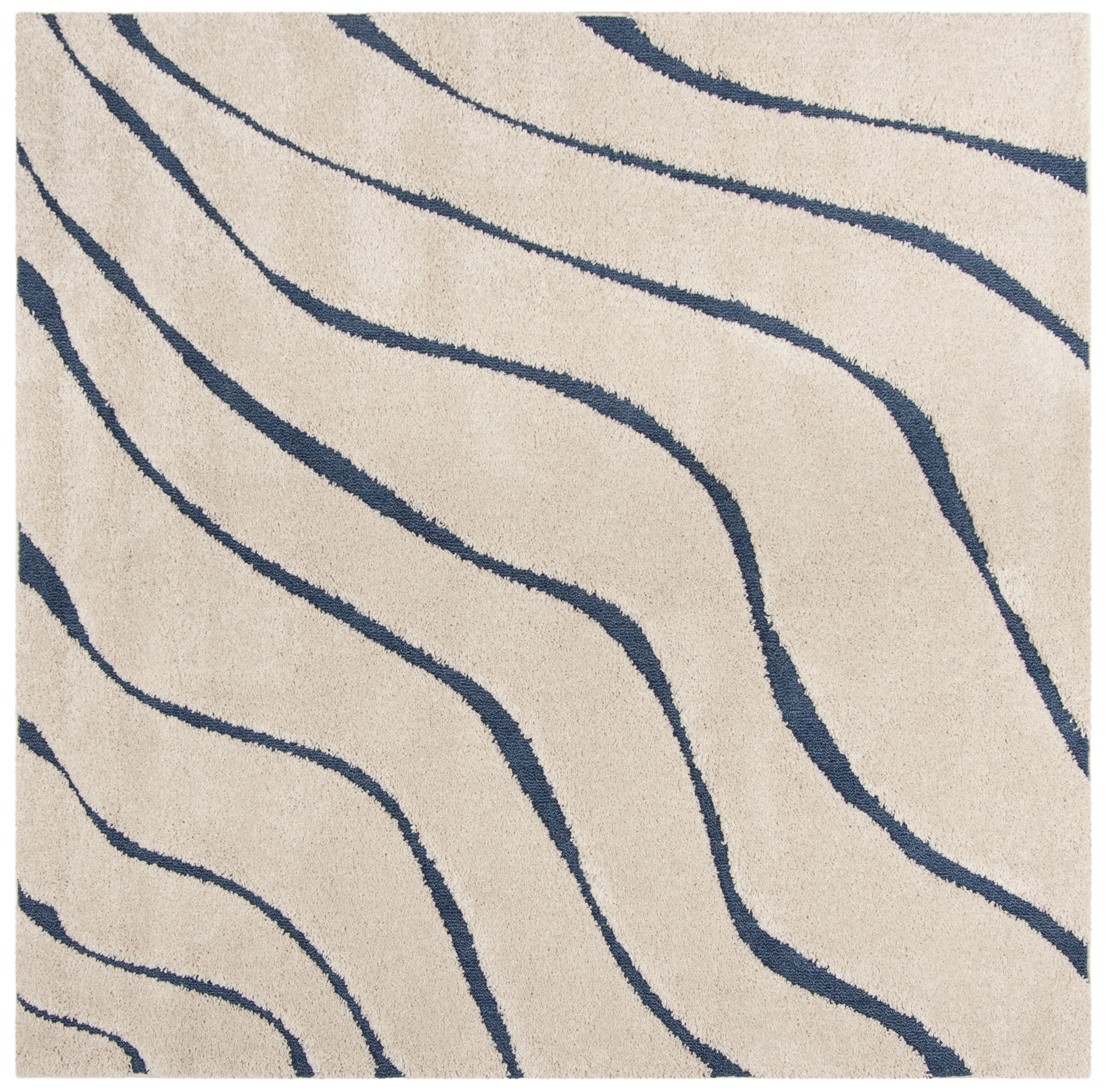 Safavieh Florida Tabitha Geometric Shag Area Rug, Cream/Blue, 5' x 5' Square