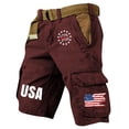 thumbnail image 3 of Men's Vintage Washed Cargo Shorts with America 250 Years Graphic and Utility Pockets Featuring Loose Fit Design for Summer Fishing Hiking Travel Vacation Wine XXL, 3 of 5