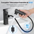thumbnail image 3 of Grifo para lavabo de baño negro mate, rociador giratorio desplegable para un uso flexible, modos de rociado multifunción para una limpieza personalizada, fácil de instalar para centros de un solo, 3 of 5