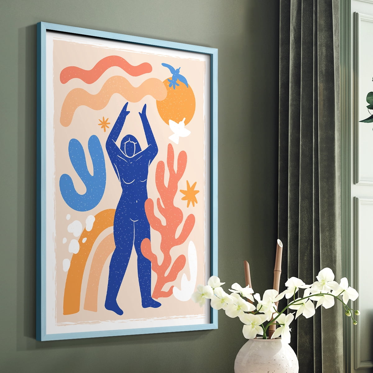 Matisse CCCLX in Blue Solid Wood 8 x 10 Framed Print