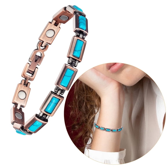 Copper Bracelet for Womens, 7.''-8.27'', Turquoise Bracelet, Elegant Jewelry Gift (Width：0.27‘’)