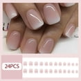 thumbnail image 2 of Press On Nails WAFOLOZE Short Square de color rosa claro a blanco, 2 of 7