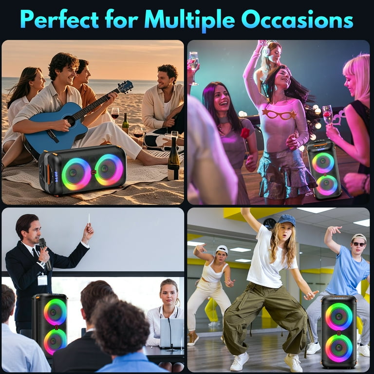 JYX Bluetooth Party Speaker, Dual 6.5'' Subwoofer Loud