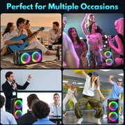 JYX Bluetooth Speaker, Dual 6.5 Subwoofer Portable Party Speaker System for Outdoor, Deep Bass Party Box with Led Lights, T27-T