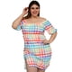 thumbnail image 1 of Vestido Campesino Roman Fashion Modelo 4282 Cuadros Amarillo Talla Extra Curvy Plus Size, 1 of 6
