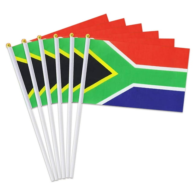 Pack de 12 Banderas de Mano de Sudáfrica de 30 cm para Fiestas y Eventos