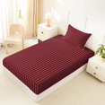 thumbnail image 5 of Castle Fairy Abstract Minimalist Vertical Line Twin Sheets 3pcs,Geometric Strip Pattern Bedding,Deep Red Slate Blue,1 Flat Sheet, 1 Fitted Sheet and 1 Pillowcase, 5 of 7