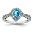 thumbnail image 6 of 925 Sterling Silver Rhodium Blue Topaz and Diamond Ring Size 5, 6 of 6