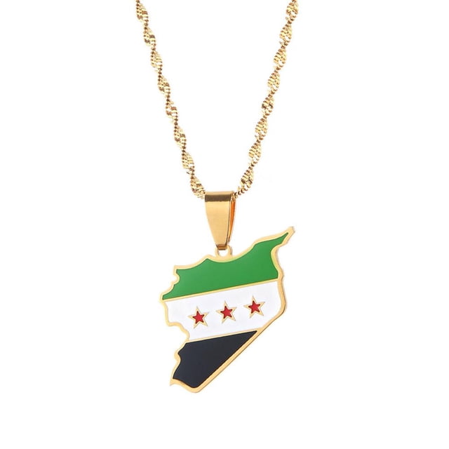 LUVCLS Collar con la bandera de la independencia del Consejo Nacional Sirio de Siria, regalo para parejas