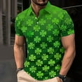 thumbnail image 2 of lcziwo Men's Holiday Polos Shirt St Patricks Day Shamrock Printed T-Shirts Fashion Summer Short Sleeve Golf Shirts Big and Tall Blouse Tops, Multicolor, S, 2 of 6