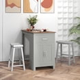 thumbnail image 2 of Costway Ensemble de Table de Bar 3 Pcs Table de Pub avec Tabourets de Selle et Armoire de Rangement Gris, 2 of 7