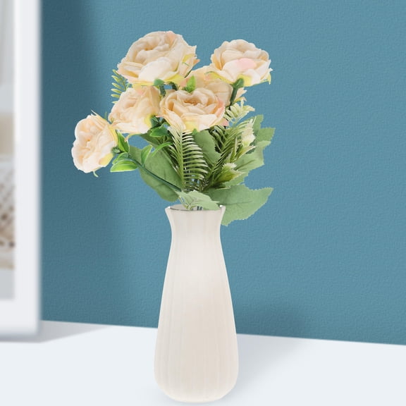 RENACLIPY White Artificial Rose Bouquet, Realistic Faux Flowers for Wedding, Graduation, Home Decor & Party Centerpiece