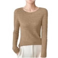 thumbnail image 2 of Vetsdori Sweaters for Women Soft Pullover Casual Long Sleeve Gold Crew neck Womens Sweaters Solid, 2 of 4