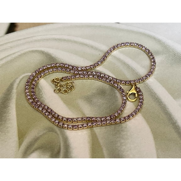 Purple color tennis necklace,925K sterling silver tennis necklace,tennis necklace,purple amethyst tennis necklace tennis necklace
