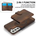 thumbnail image 5 of Decase for Samsung Galaxy S22 Flip PU Leather Back Cover with 2-in-1 Detachable Magnetic Wallet with 5 Card Slots Compatible Mag-Safe and RFlD Blocking Kickstand and Wireless Charging,Brown, 5 of 5