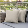 thumbnail image 4 of Beige Pillow Covers 2 Pack White Swan Pillowcase Waterproof Outdoor Throw Pillow Cover for Patio Garden Square Cushion 16”x16”, 4 of 9