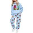 thumbnail image 5 of Tracksuit for Girls 2 Piece 67 Print 6 7 Number Sweatshirts and Sweatpants Fall Winter Sports Casual Joggers Activewear Set Sky Blue Size 18-24 M, 5 of 5