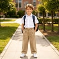thumbnail image 6 of HCYSFG Girls Back To School Uniform Pants High Waisted Pleated Wide Leg Button Front Side Pockets Preppy Dress Slacks Classroom Bottoms, 6 of 7