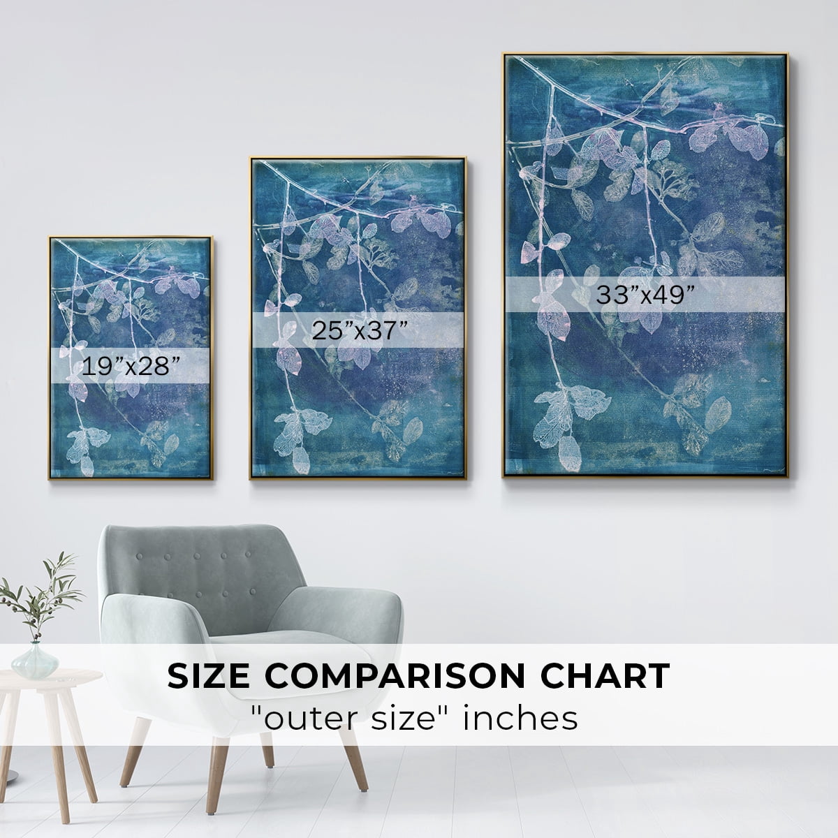 Branching Out VII Framed Premium Gallery Wrapped Canvas - Ready to Hang - 25 x 37 - Gold Floating Frame