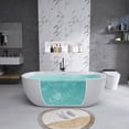 thumbnail image 3 of CLEARANCE! 55" Acrylic Free Standing Tub - Classic Oval Shape Soaking Tub, Adjustable Freestanding Bathtub with Integrated Slotted Overflow and Chrome Pop-up Drain Anti-clogging Gloss White, 3 of 9