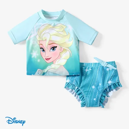 Disney Princess Toddler Girls Swimsuit Frozen Elsa Rash Guards and Bikini Bottom 2 Pieces Set Sizes 2-6