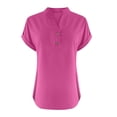 thumbnail image 4 of ClodeEU V Neck T Shirts for Women ,Short Sleeve T Shirts,Trendy Loose Fit Dressy Tees Hot Pink,Womens Plus XL, 4 of 5