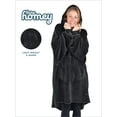 thumbnail image 3 of Bare Homey Adult Size Microplush Wearable Blanket, Round Trapezoid Pocket, Black, 3 of 8