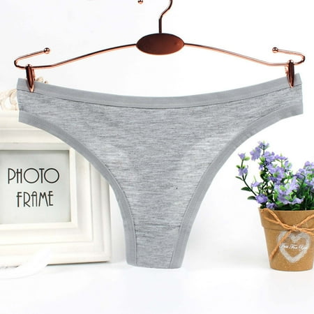Low Waist Thong Panties Womens Casual Cotton Underwear Panty Soft Stretchy Comfort Underpants Plus Size (X-Large  Gray)
