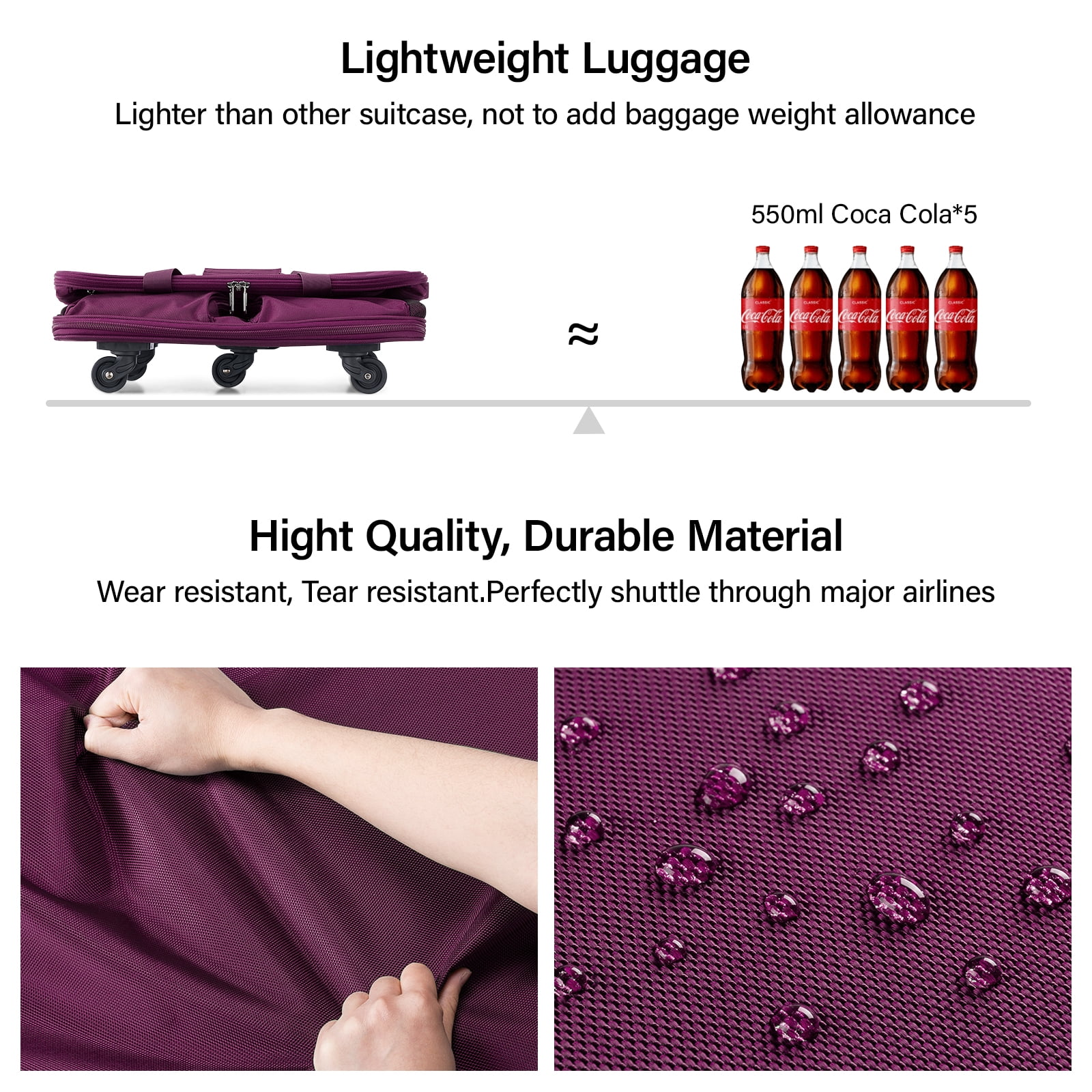 Hanke Suitcases with Wheels Expandable Foldable Luggage Bag Suitcase Collapsible Rolling Travel Bag Duffel Bag for Men Women Lightweight Suitcases,Purple