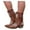 Brown, variant on XZNGL Women Fashion Embroidered Cowboy Riding Boots Casual Warm Middle Heels Middle Tube Short Boots Shoes