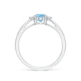 thumbnail image 2 of ANGARA Natural Tapered Shank Aquamarine Solitaire Ring with Diamond Accents in 14K White Gold for Women (Size-7x5mm) | March Birthstone, Anniversary, Jewelry Gift for Women | Natural Aquamarine Ring, 2 of 9